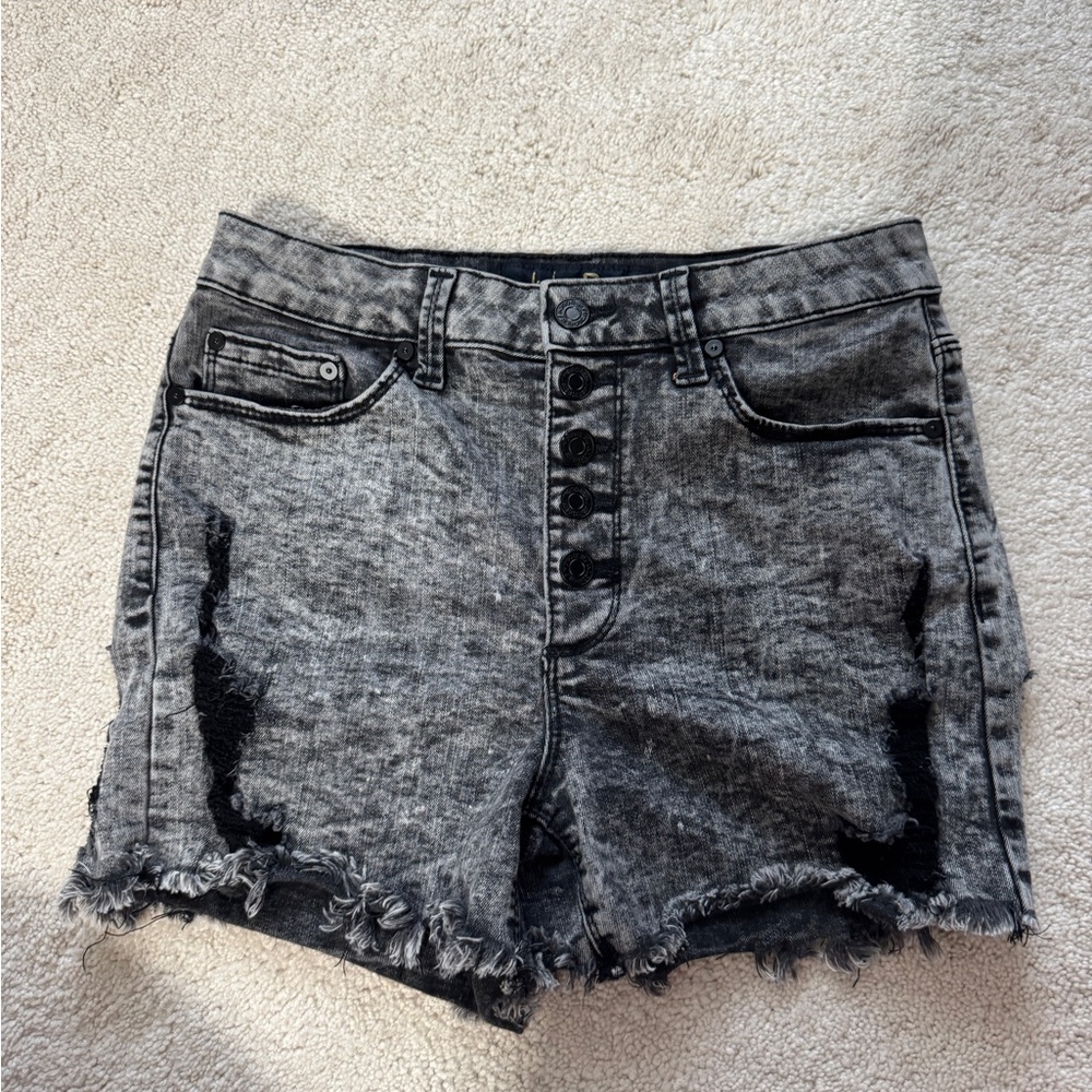 Indigo Rein Gray Jean Shorts High-Waisted Distressed